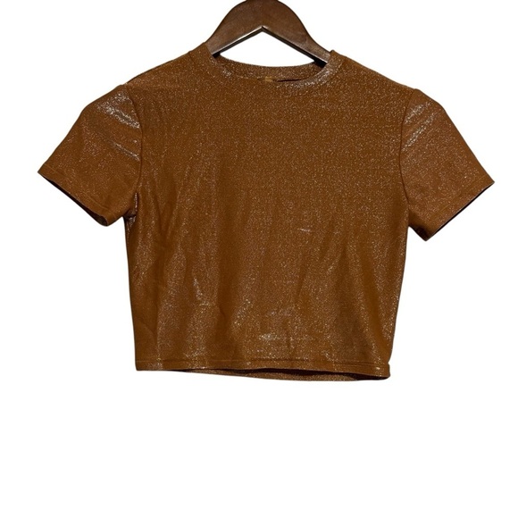 Women's SKIMS Brown Shimmer Crop Top - Picture 1 of 9